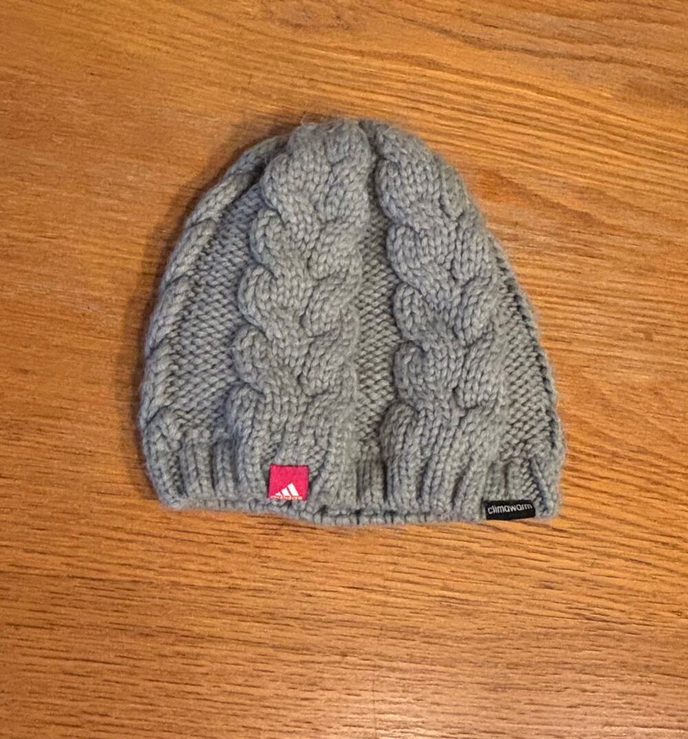 Women's Adidas Climawarm Knit Warm Winter Beanie Gray with Pink